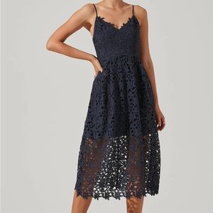 ASTR the Label navy lace midi dress